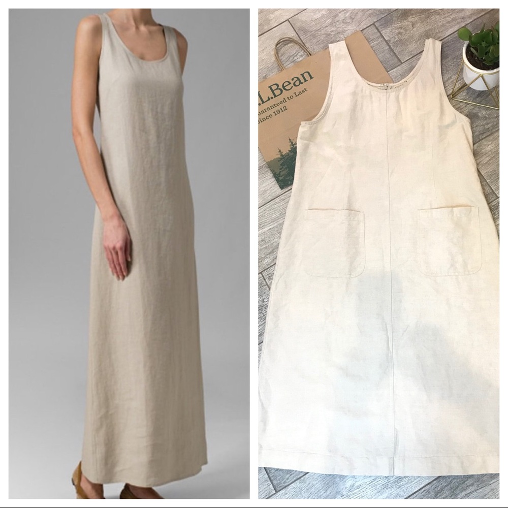 Linen Maxi Dress L L BEAN Long